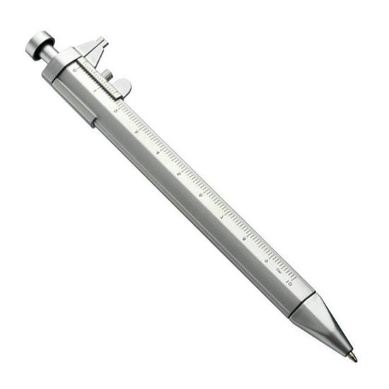 2 Pcs Gel Pens with Vernier Caliper Retractable Ballpoint Pen with 10cm Metric Caliper Ruler Multifunctional Shock-proof Measuring Tool