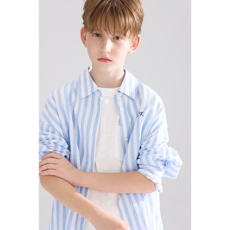 Mucmukn Kids' Linen Cotton Striped Casual Shirt Jacket