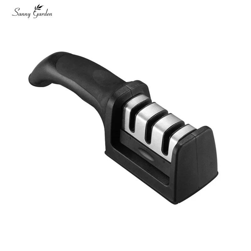 Household knife sharpener, knife sharpening stone, kitchen small tools, multi-functional hand-held three-stage knife sharpening