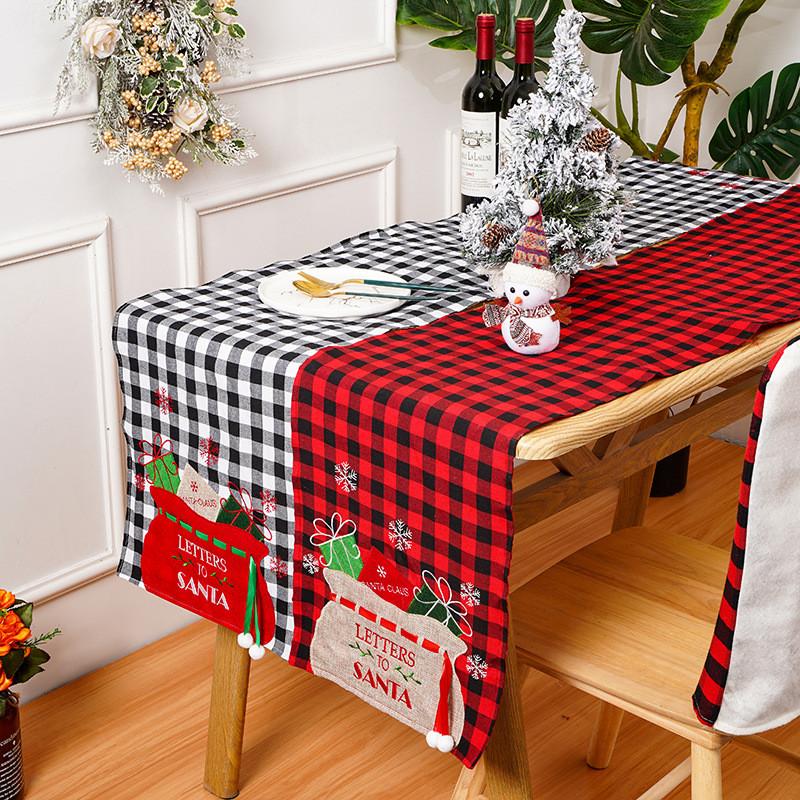 Decor Christmas Home Linen Gingham Table Flag Creative Decorative Goods Item