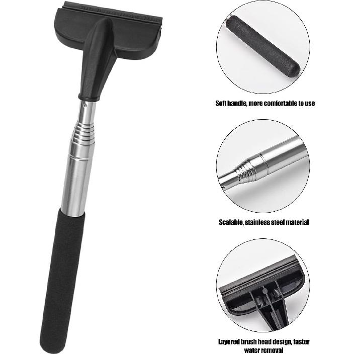 2Pcs Car Window Mini Squeegee, Portable Tiny Car Side Mirror Squeegee Retractable Car Windshield Wiper To 39.5 In Windshield Squeegee For Car Windows