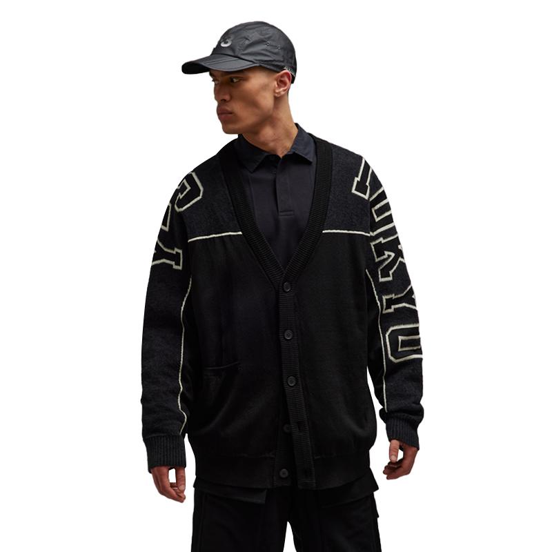 Y-3 Gfx Knit Cardigan Letter Logo Solid Color Unisex Cardigans Black IQ2138
