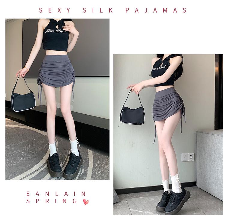 High Waist Slimming Bodycon Midi Skirt with Drawstring - Women's Stylish Yoga Skirt Trend