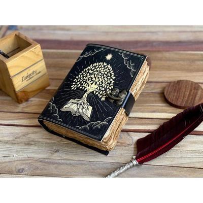 Ledertagebuch Lebensbaum - Notizbücher aus echtem Leder für Frauen - Schönes Tagebuch für Skizzenbuch Reisebuch Blanko-Zauberbuch