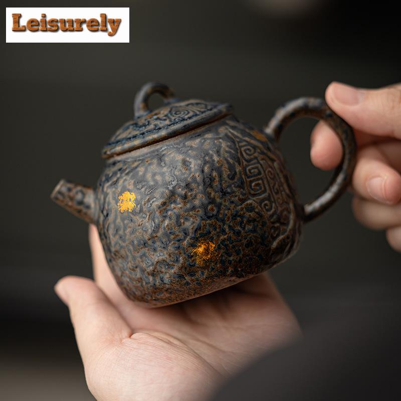 180ml Ručně vyráběná čajová konvice Old Rock Mud Japonská hrubá hrnčířská keramika Starobylý čajník Rychlovarná konvice Kung Fu Tea Čínská čajová sada Dekorace