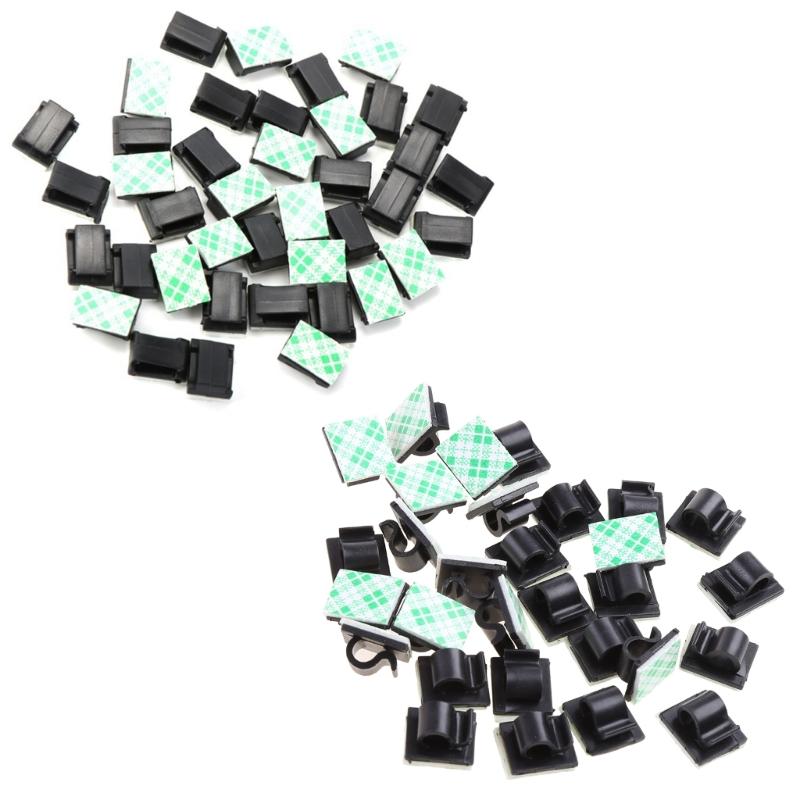 30pcs Black Adjustable Cable Clips Desktop Cable Management Cord Organizer Wall Clip for TV PC Laptop Ethernet Cable