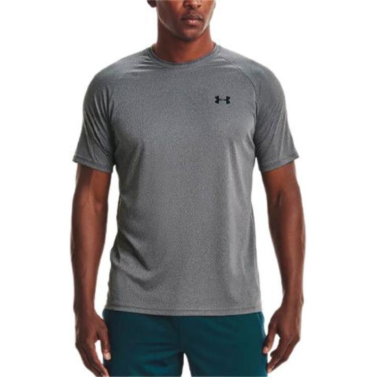 Under Armour Tricou cu mânecă scurtă și gât rotund Velocity cu logo solid Bărbați Topuri Gri închis 1327965-012