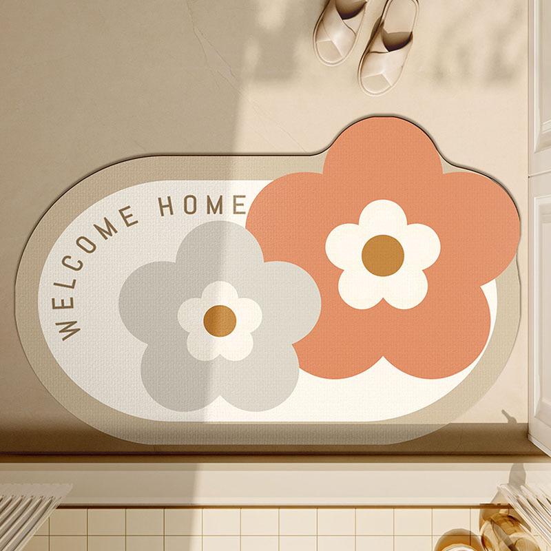 

Household Bathroom Diatom Mud Soft Floor Mats Fresh Small Flowers Water Absorption and Anti-slip Wear-resistant Bathroom Special Bathroom Door Mats 40 * 60cm