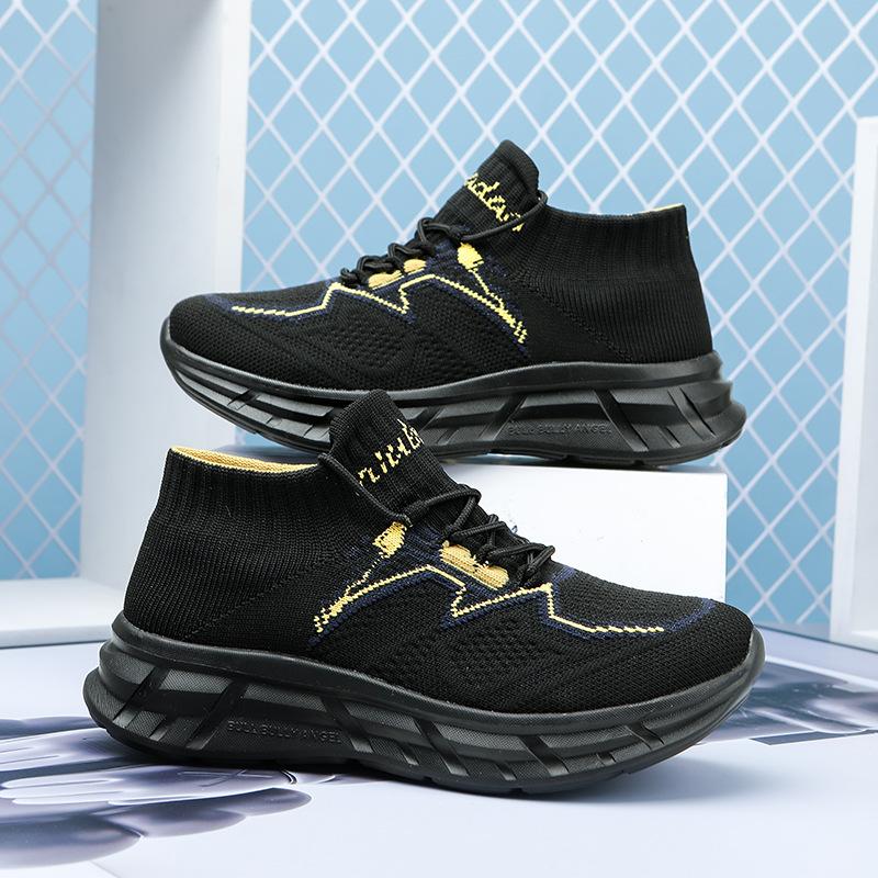 

2024 Женская обувь Спортивная сетчатая дышащая обувь Модные унисекс легкие кроссовки с круглым носком на шнуровке для бега из вулканизированной ткани 34 чёрный