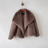 Damen Reverskragen Langarm Kunstpelzmantel Lockerer Schnitt Streetwear Pelzjacke