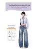 Women's Retro Blue High Waist Wide Leg Jeans - Spring Straight Floor-Length Trousers