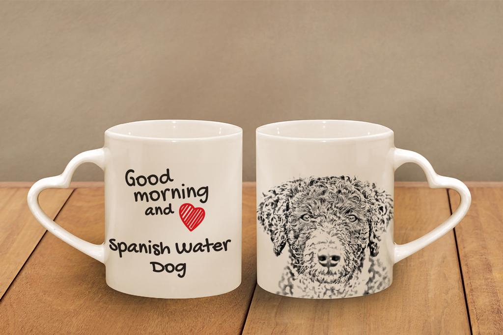 Spanish Water Dog - Cup with a Dog, Adorable Cup with a Heart-shaped Handle, Universal Gift from the Art-Dog Brand