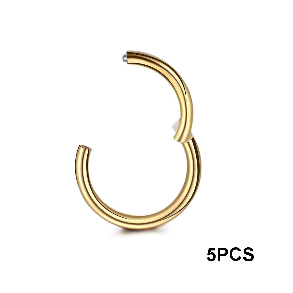 5Pcs/lot Stainless Steel Nose Ring Body Clip Hoop for Women Men Cartilage Piercing Segment Nose Hoop Septum Clicker Lip Ear Ring