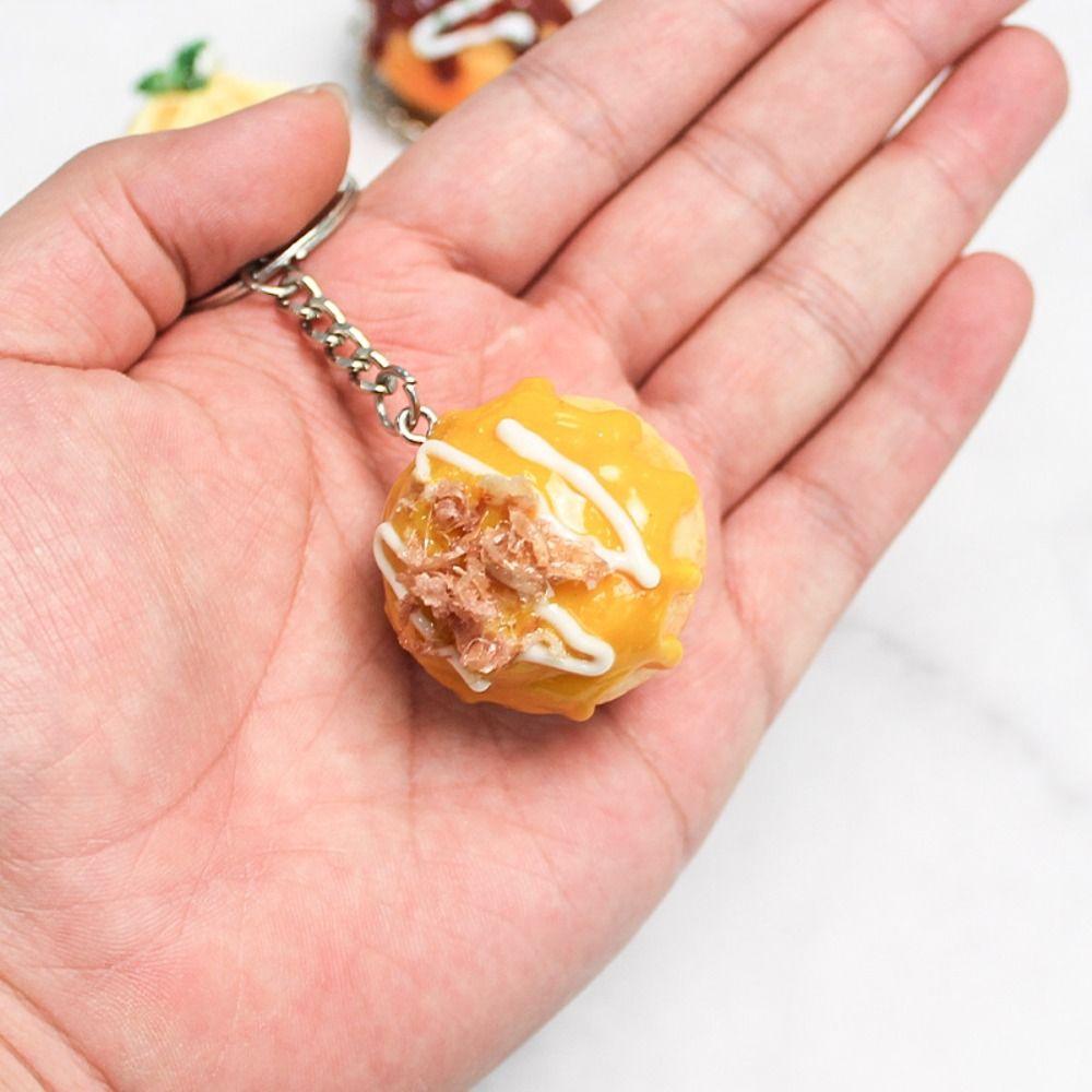 Jewelry Accessories Simulation Food Key Chain Car Keychains PVC Keychain Takoyaki  Pendant  Student