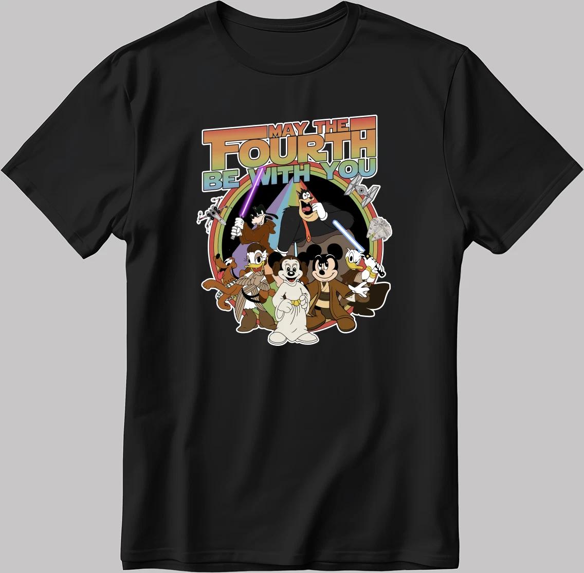 Disney Mickey Mouse Star Wars Short Sleeve White-Black Men/Women T Shirt J025 S