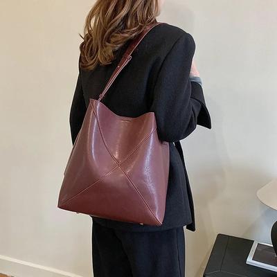 Retro-Eimertasche aus weichem Leder mit großem Fassungsvermögen, neue, lässige Tasche im High-End-Stil mit einer Schulter