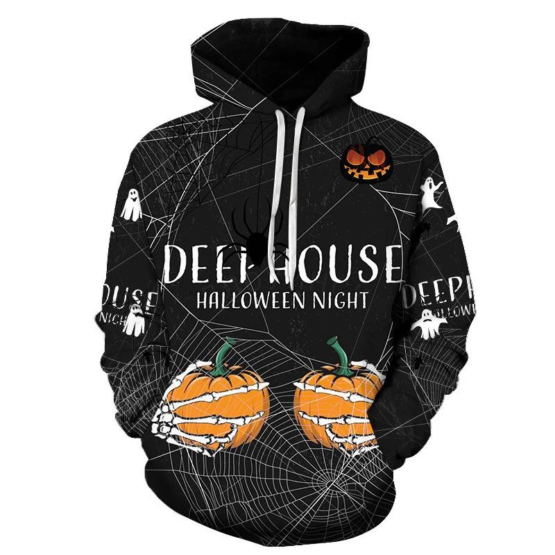 Autumn 3D Horror Pattern Printed Hoodies Fashionable Casual Sports Long Sleeved Men's Hooded Sweatshirts