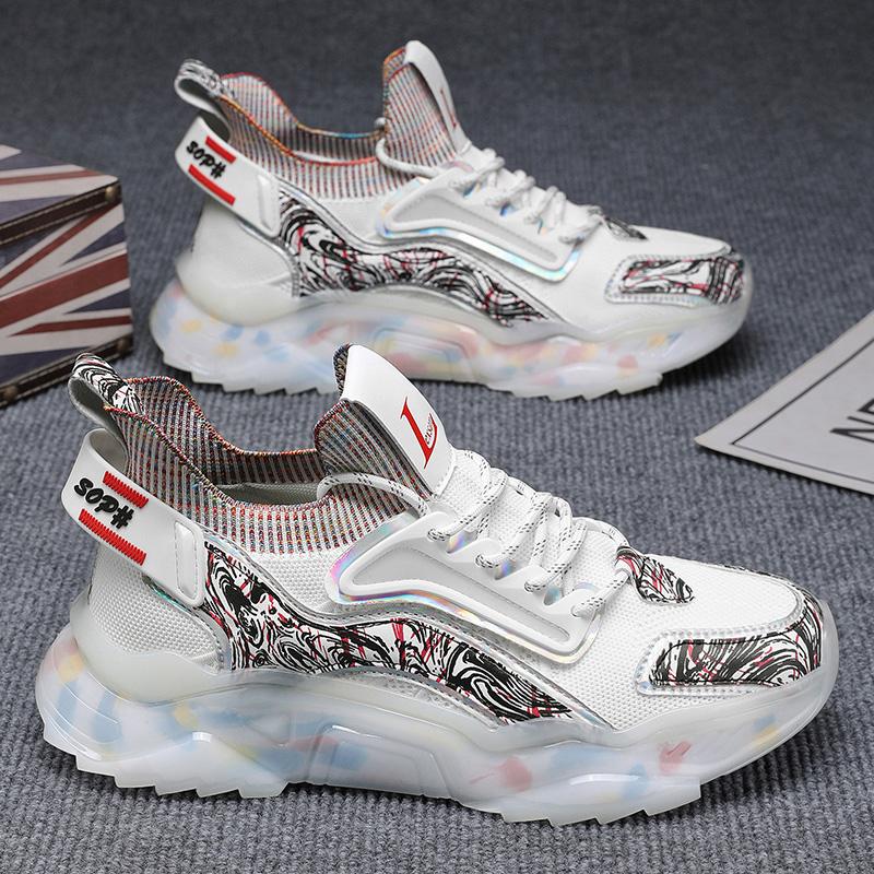 Mens Sports Shoes Are Breathable Autumn Elastic Fashionable Running Shoes and Popular Lightweight Anti Slip Training Shoes