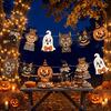 Spooky Wall Decorations 12Pcs Vintage Halloween Decor Wood Banner, Retro Hanging Banner Garland, Bunting DIY Party Decorations, Pumpkin Black