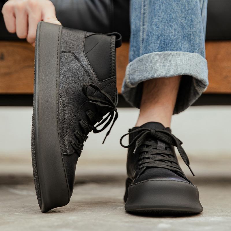 Men's shoes velvet high-top board shoes autumn and winter leather thick-soled wear-resistant Martin boots outdoor casual tooling boots