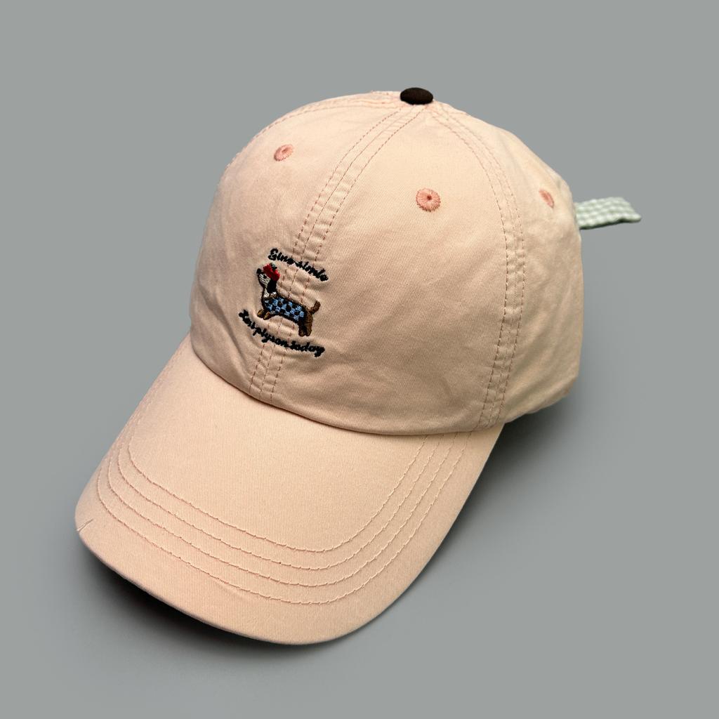 Spring/Summer Cute Puppy Plaid Tether Baseball Cap Ladies Shade Cartoon Embroidery Cap