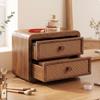 Sturdy Rattan Drawer Vanity Box | Minimalist, Walnut Finish Makeup Chest, for