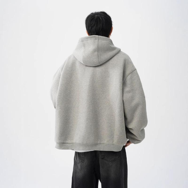 Męski modny sweter rozpinany na podwójny zamek, luźny, casualowy, z mocnym kontrastem, w stylu retro, z kapturem