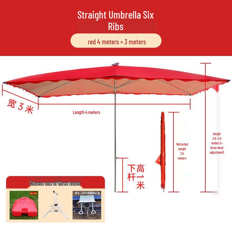 Large Rectangular Folding Patio Umbrella with Canopy Sun Protection