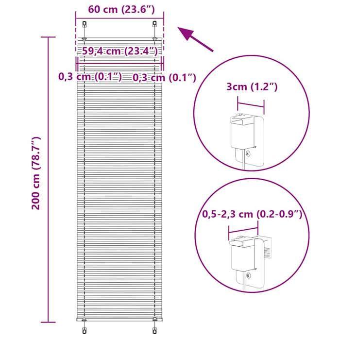 VidaXL Store plissé anthracite 60x200 cm largeur du tissu 59,4 cm, store plissé de fenêtre, store accordéon, store plissé de 4015101