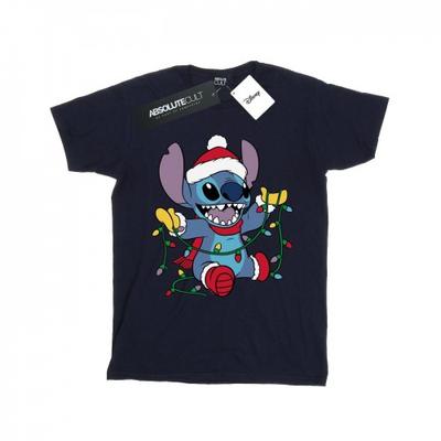 Mens Lilo And Stitch Christmas Lights T-Shirt