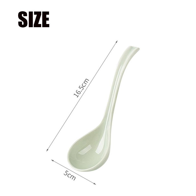1-Piece Asian Soup Spoon, Ceramic Chinese Style Spoons Ramen Spoon Retro Porcelain Spoon, 6.5 inches