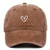 Heart Printing Baseball Cap Washed Cotton Adjustable Dad Hat Retro Streetwear Casual Unisex Headwear