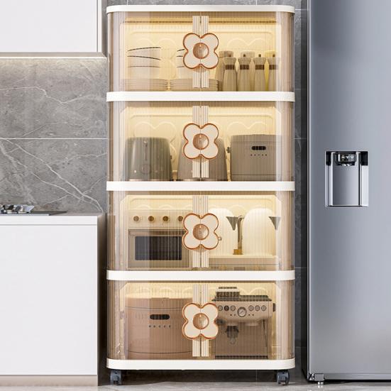 Yousheng Stackable Storage Bins Foldable Storage Boxes Collapsible Storage Bins with Doors And Wheels Rolling Multi-tier Folding Cabinet for Home