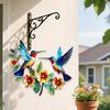 Hummingbird Bloom Metal Wall Art, Rustic Colorful Floral Bird Wall Hanging Decor for Living Room, Bedroom, Entryway, Garden, Patio
