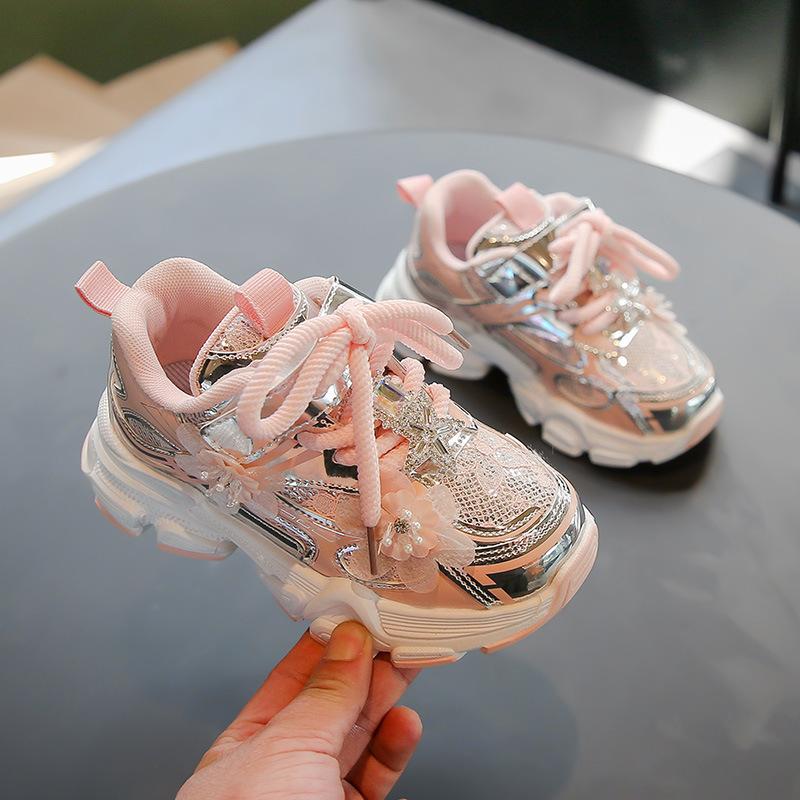 

Kids Sneakers Princess Style Children Sports Shoes Non-slip Thick Soft Sole New Fashion Girls Running Shoes Sweet Elegant 37