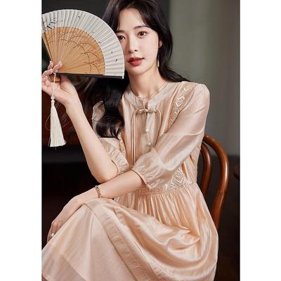 Demana New Chinese Style Elegant Lyocell Maxi Dress