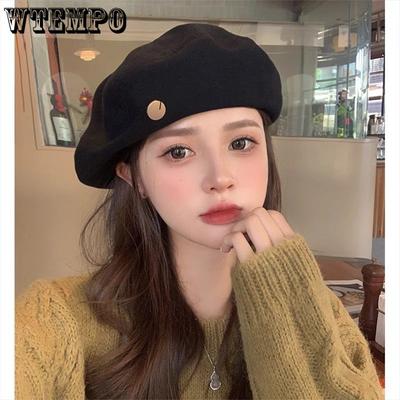 American Retro Beret Versatile for Spring and Autumn Octagonal Hat Painter's Hat Japanese Style
