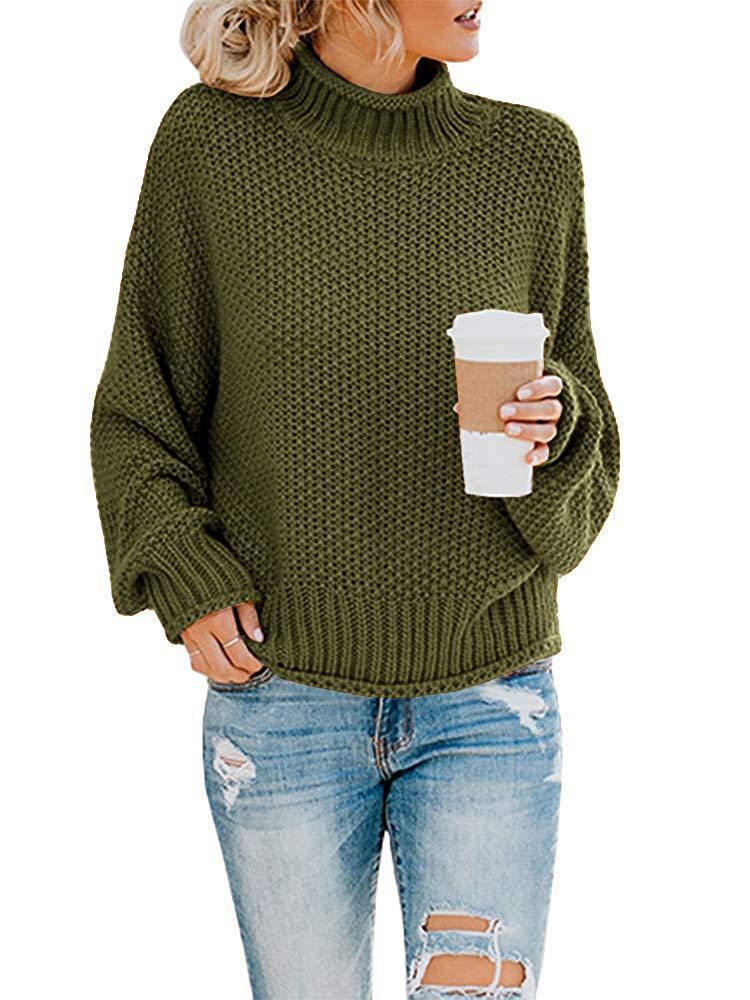 Women's Loose High Neck Pullover Sweater for Autumn/Winter 2026 - Plus Size European/American Style