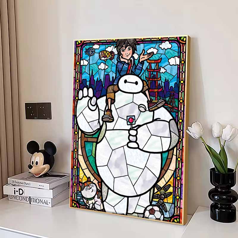 Disney Diamond Painting Big HeroStained Glass Window Style Healing Illustration Wall Decoration Full Diamond Cross stitch DIY Gift Home Decoration