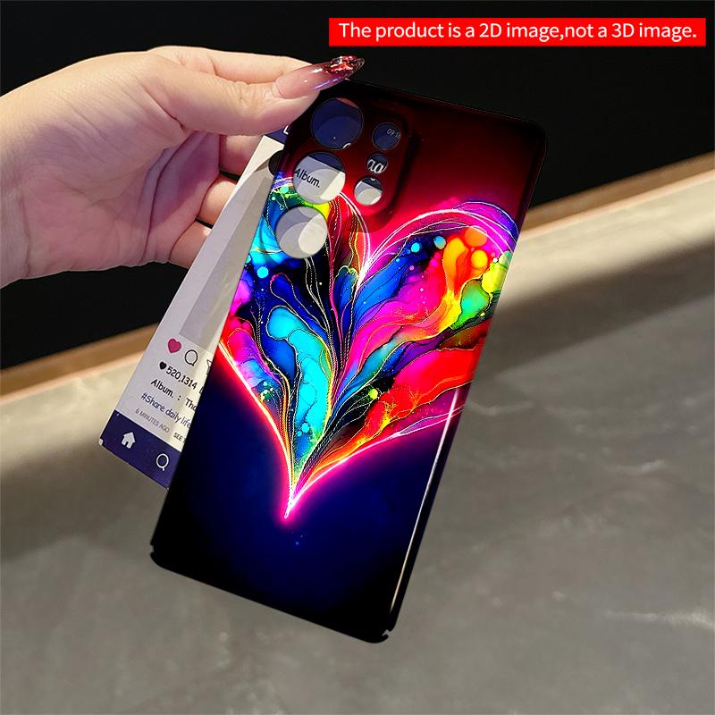 2DFlat Samsung phone case Neon Rainbow Heart Abstract Art Phone Case Applicable to Galaxy S23 S24 S25ULTRA S26 A12 A14 A15 A16 A54 A55