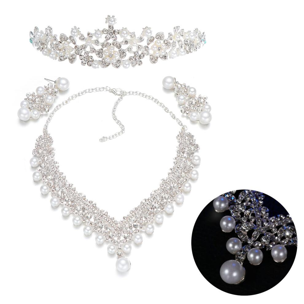Rhinestone Crown Jewelry Set 1 Set