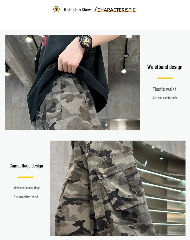 Pantalones de Trabajo Camuflaje de Moda para Niños - Colección Primavera 2026 para Niños Medianos y Grandes