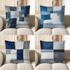 Home Decor Abstract Blue & White Geometric Throw Pillow Pattern Cushion Cover Suitable For Sofa Bedroom Car Pillow Cover
