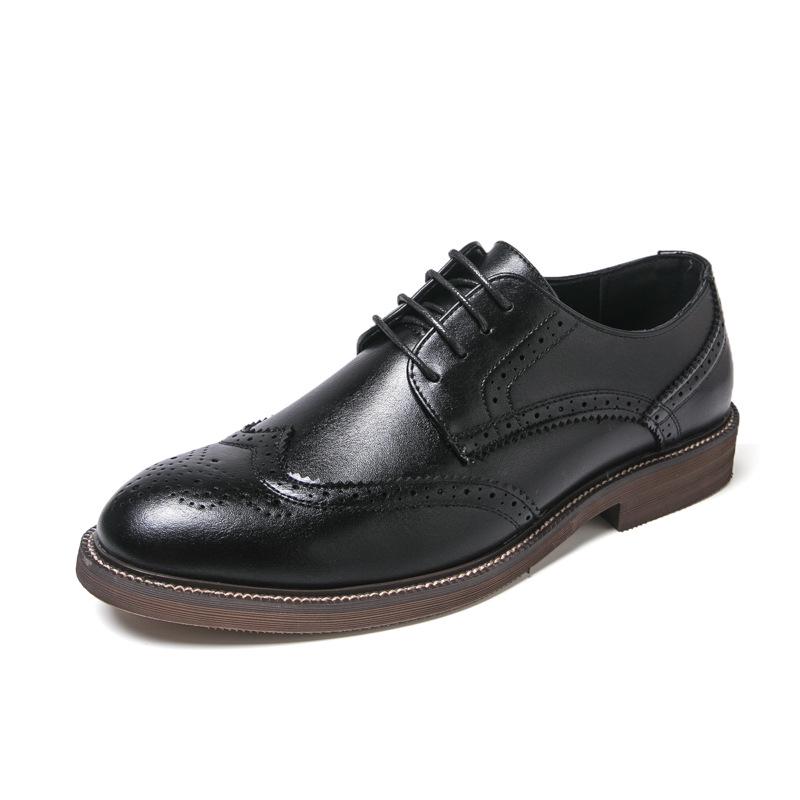 Men s Large Cross Buckle Leather Brogue Shoes - Formal and Casual British Style 47