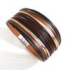 Bracelet Tendance Coloré en Cuir pour Femmes Hommes Boho Multicouche Bandes Fines Wrap Large Jonc Bracelets Bijoux de Fête Cadeaux