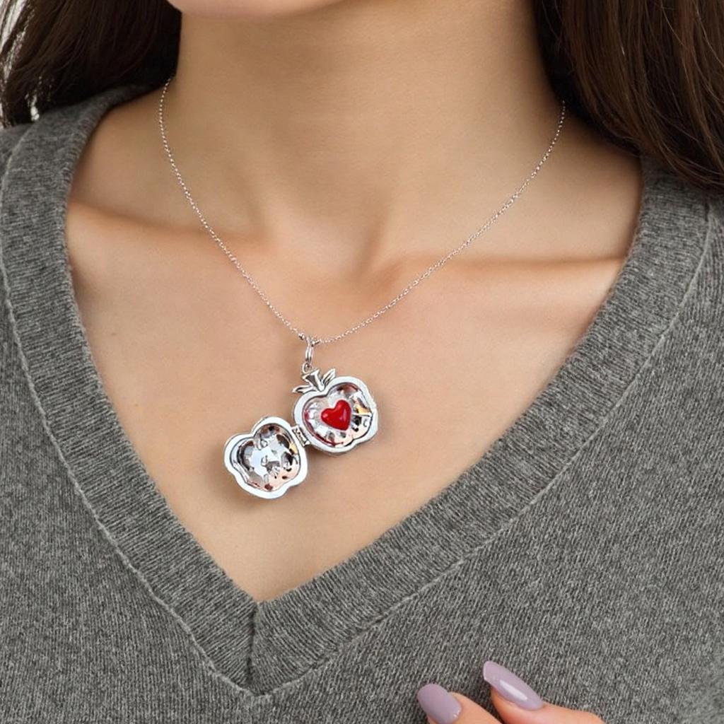 Elegant Apple Pendant Necklace Daily Wear Jewelry Openable Pendant Neckalce Perfect for Fashionable Youthful Women