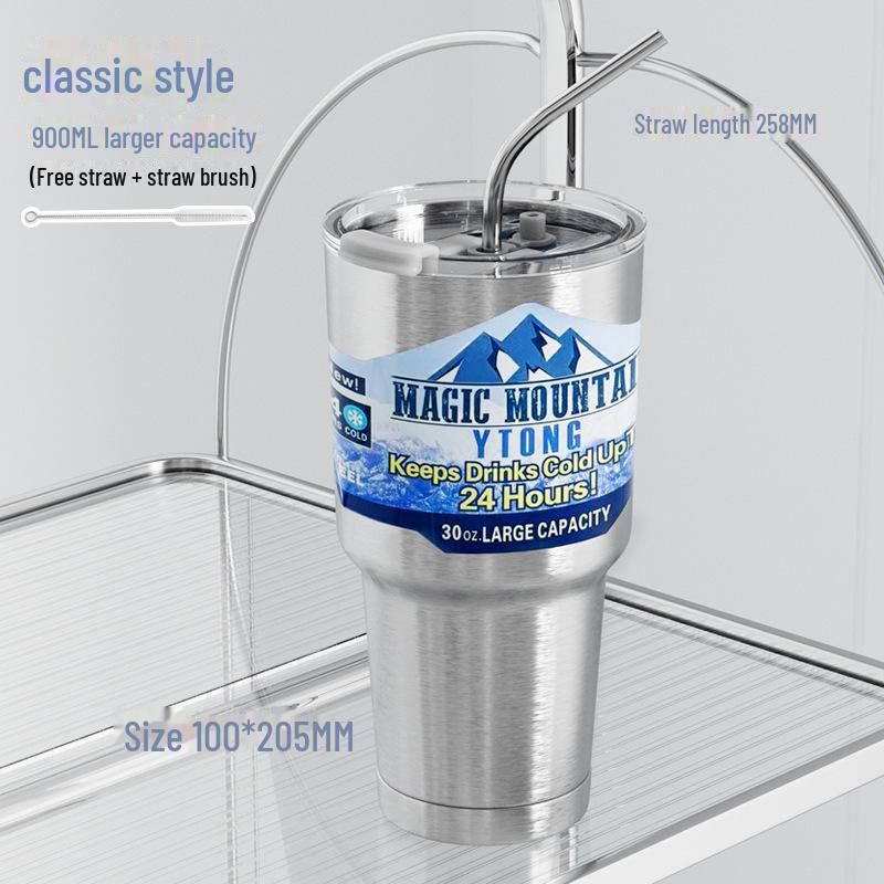 

Большая емкость из нержавеющей стали 304 с изолированной чашкой для льда и персонализированной трубочкой для холодного кофе 900ml