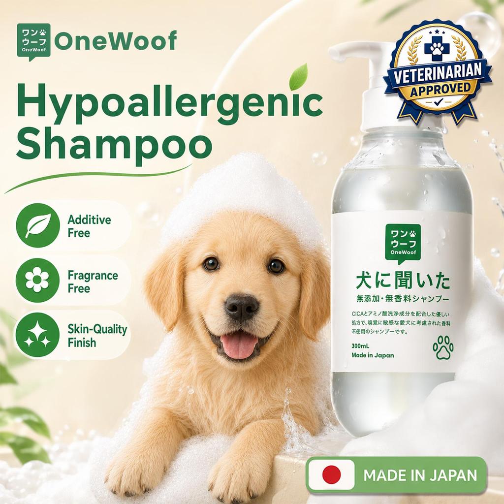 Approved by Dogs Additive-Free & Fragrance-Free Shampoo Hypoallergenic Rich Form Organic Pet Shampoo Made in Japan OneWoof 300g 1 Bottle
