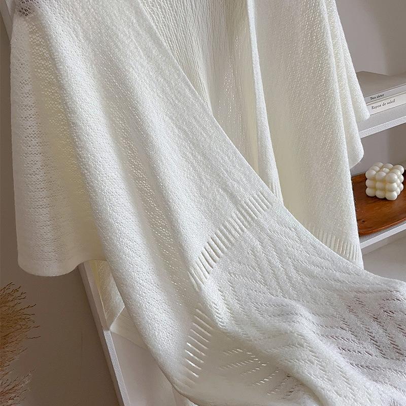 Women S White Fringed Hollow Out Shawl Versatile Air Conditioner Cape