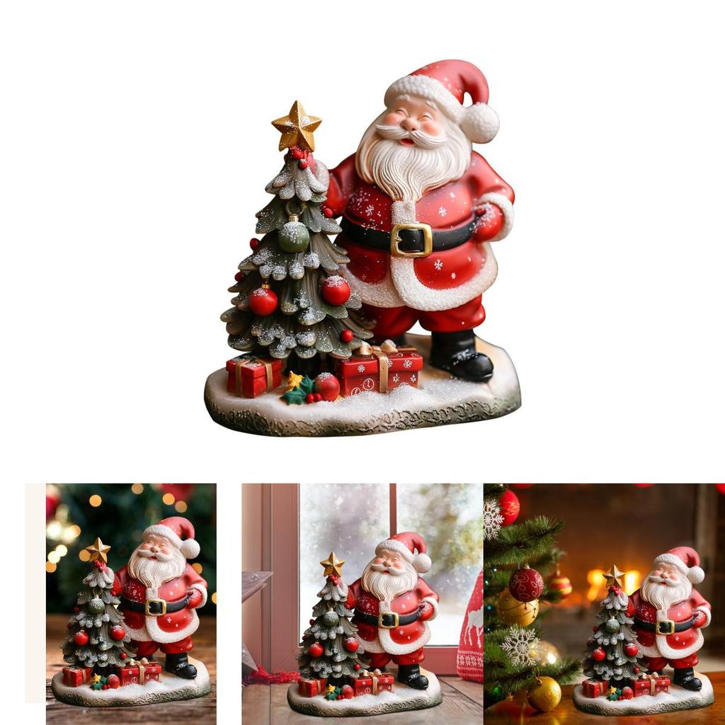 Halloween Resin Figurine Santa Claus And Christmas Tree Home Decor Gift For Holiday Festivities